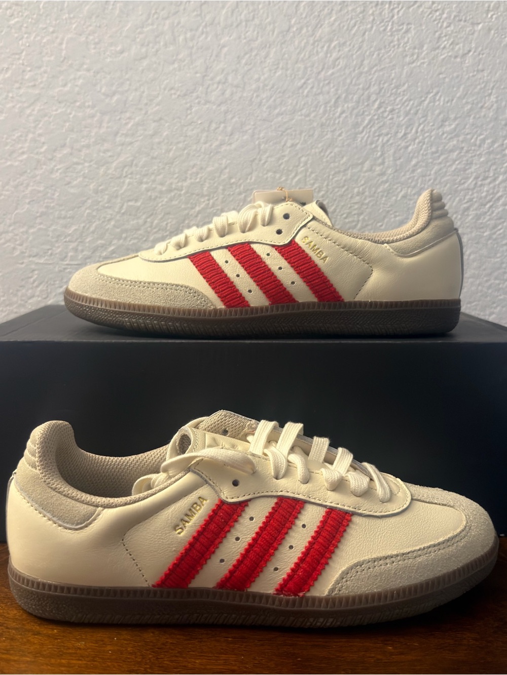 Adidas Samba OG 'Off White Better Scarlet Gum' IH6815 Size 5